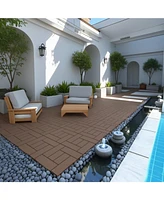 12" Deck Tiles, Diy Interlocking, Indoor/Outdoor, Easy Install, 44pcs Red Brown