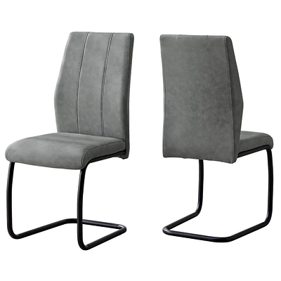 Set of Two Upholstered Polyester Slat Back Dining Side Chairs