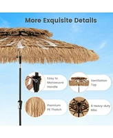 Gymax 8.8 Ft Hawaiian Style Umbrella Thatched Tiki Umbrella w/8 Ribs Sun-proof Fabric