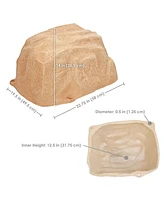 Outdoor Low-Profile Polyresin Landscape Rock Septic Cover with Stakes