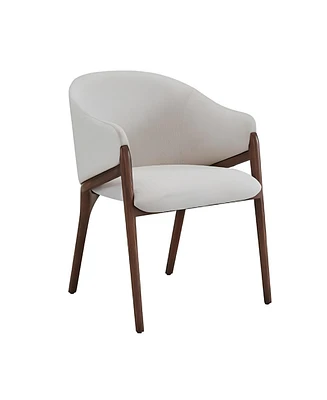 Wing Back Upholstered Fabric Dining Arm Chair with Cushioned Seat