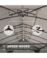 Gazebo 10x20FT, Outdoor Gazebo with Double Roofs, Privacy Curtains, Mosquito Nettings, Heavy Duty Metal Frame Party Tent Canopy for Patio, Backyard, D