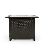 Convertible Aluminum Fire Pit Table with Built-in Propane Tank Space (32.25"W x 32.25"D