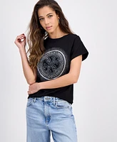 Guess Women's Cotton 4G Hotfix Short-Sleeve Crewneck Tee