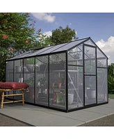 6x10 Polycarbonate Greenhouse Kit with Aluminum Frame and Adjustable Roof Vent