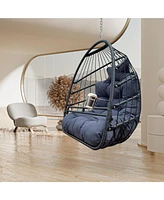 Indoor/Outdoor Uv-Resistant Egg Hammock Chair with Foldable Frame