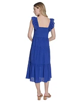 Vince Camuto Women's Square-Neck Ruffle-Strap Smocked Dress