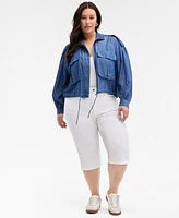 On 34th Trendy Plus Chambray Cropped Jacket, Exclusively at Macy's
