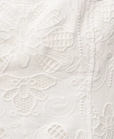 Mango Women's Linen Floral-Embroidered Flared Dress