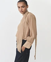 Mango Women's Textured Bow Blouse