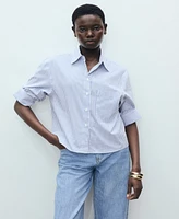 Mango Women's Striped Multi-Position Sleeve Shirt