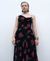 Mango Women's Long Floral-Print Dress