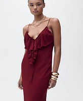 Mango Women's Ruffle Detail Chiffon Dress