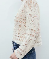 Mango Women's Oversized Openwork Knitted Sweater