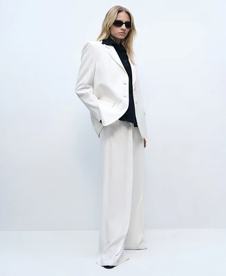 Mango Women's Pleated Wide Leg Suit Pants