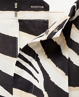 Mango Women's Zebra-Print Pleated Wide Leg Pants