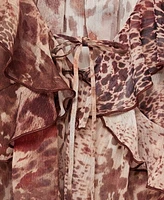 Mango Women's Ruffles and Bow Detail Printed Blouse