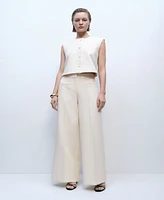 Mango Women's Wide Leg Mid-Rise Pants
