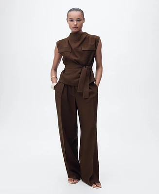 Mango Women's Draped Neck Blouse
