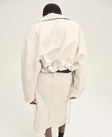 Mango Women's Linen Blend Crop Jacket