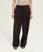 Mango Women's Wide Leg Pleated Pants