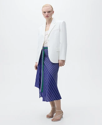 Mango Women's Belt Striped Midi Skirts
