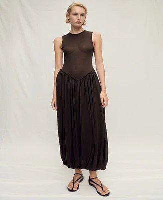 Mango Women's Puffed Hem Semi-Transparent Dress
