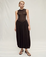 Mango Women's Puffed Hem Semi-Transparent Dress