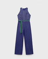Mango Women's Belt Striped Jumpsuit
