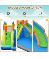 Inflatable Water Slide Mighty Bounce House Castle Moonwalk Splash Pool with 950W Blower
