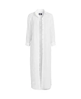 Lands' End Plus Eyelet Button Down Maxi Cover-up Dress