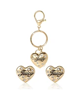 Juicy Couture Gold-Tone Heart Keychain & Earring Set with Crystal Accents
