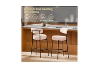 Dyhome Bar Stools Set of 4, 24 Inches Modern Counter Height Bar Stools with Curved Back Metal Legs, Upholstered Boucle Barstools for Kitchen Island, C