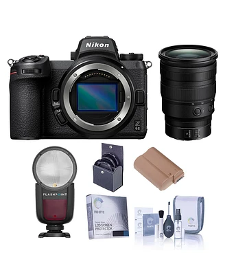 Nikon Z 6II Mirrorless Digital Camera with Nikkor Z 24-70mm f/2.8 S Lens, Bundle with Zoom Li-on X R2 Ttl On-Camera Round Flash Speedlight, Extra Batt