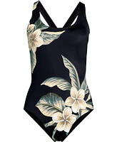 Lands' End Women's Long Tugless X-Back One Piece Swimsuit