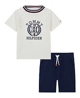 Tommy Hilfiger Toddler Boys 2-Piece Signature Raglan T-Shirt and French Terry Shorts Set