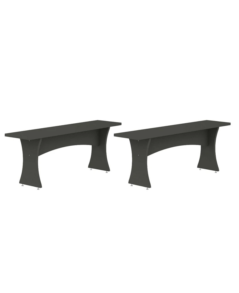 Manhattan Comfort 18.3" 2-Pc. Wood Coney Mid-Century Modern Dining Bench Set