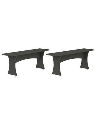Manhattan Comfort 18.3" 2-Pc. Wood Coney Mid-Century Modern Dining Bench Set