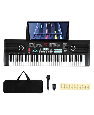 61 Keys Kids Piano Keyboard with Carry Bag Microphone Sheet Stand Power Supply
