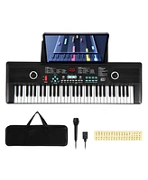 61 Keys Kids Piano Keyboard with Carry Bag Microphone Sheet Stand Power Supply