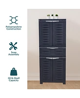Plastic Garage Storage Cabinet with 2 Adjustable Shelves - 57" H Garage, Office, Home, Laundry Room Charcoal