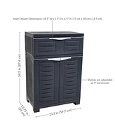 Plastic Garage Storage Cabinet with Adjustable Shelf - 34.5" H Garage, Office, Home, Laundry Room Charcoal