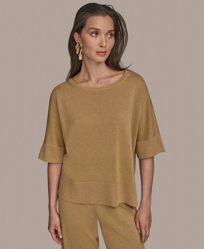 Donna Karan New York Women's Elbow-Sleeve Metallic Sweater