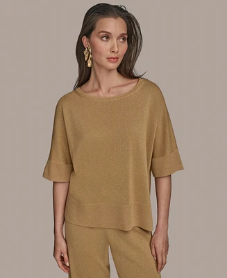 Donna Karan New York Women's Elbow-Sleeve Metallic Sweater