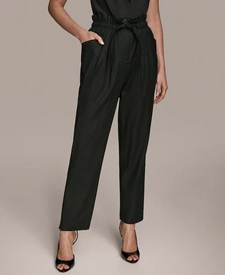 Donna Karan New York Women's Linen-Blend Paperbag-Waist Pants