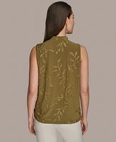 Donna Karan New York Women's Sleeveless Embellished Cowlneck Blouse