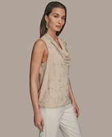 Donna Karan New York Women's Embellished Cowlneck Sleeveless Blouse