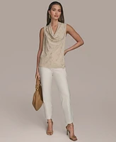 Donna Karan New York Women's Embellished Cowlneck Sleeveless Blouse