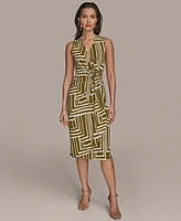 Donna Karan New York Women's Printed V-Neck Sleeveless Dress
