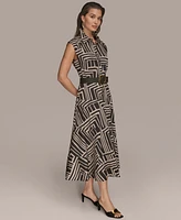 Donna Karan New York Women's Cap Sleeve Printed Shirt Dress